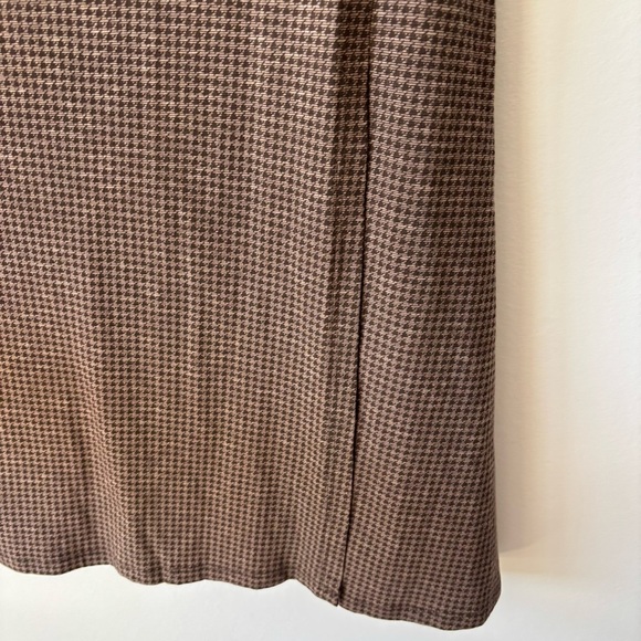 Toad&Co Brown Houndstooth Mini Wrap Dress Short Sleeve Scoop Neck Tie Waist - Picture 7 of 12